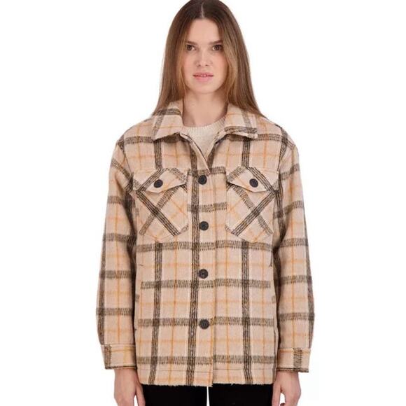 NWT Sebby Women's Oversized Plaid Fall Shirt Coat size large - Picture 1 of 12